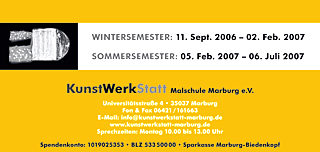 Programm 2006/2007 der KunstWerkStatt Marburg e.V.